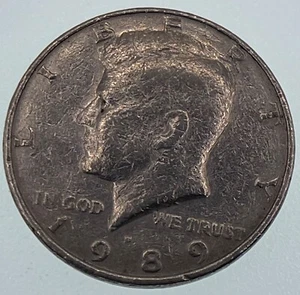 1989 D Kennedy mezzo dollaro 50C - circolato - rivestito (SKU 163) - Foto 1 di 4