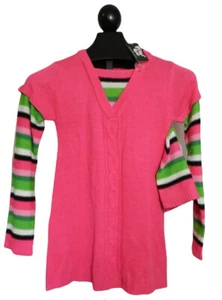 NWT Planet Gold Girl’s Size XL 16 Pink Green White Black Sweater with Hat - Picture 1 of 5