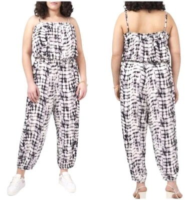 Mono Vince Camuto Mujer Mediano Negro Blanco Tie Dye Sin Mangas Retro Hippie Foto 1 de 4