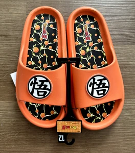 Dragon Ball Z Comfort Slide Sandals Slip-On Logo Footbed Black Orange Men's 12 - Picture 1 of 6