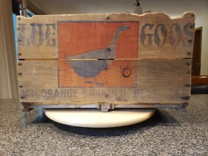 American Fruit Growers Inc. Blue Goose Vintage Wooden Fruit Crate Box - Picture 1 of 13