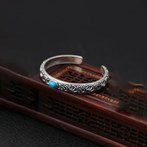 Armspange Damen Frauen Türkis Unisex Fein Silber 999 Armband Armreif Dehnbar NEU - Bild 1 von 1