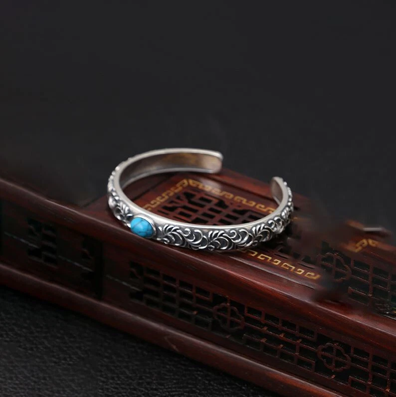 Armspange Damen Frauen Türkis Unisex Fein Silber 999 Armband Armreif Dehnbar NEU - Bild 1 von 1