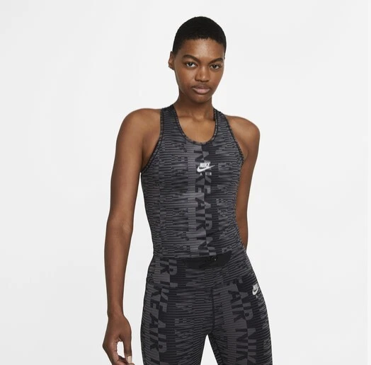 Nike Air Printed Tank Top Womens Size Large Black Gray Running CZ9415-010