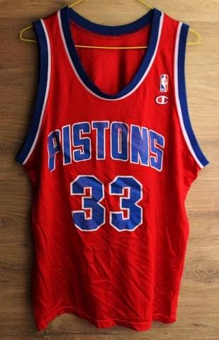 NBA DETROIT PISTONS BASKETBALL SHIRT JERSEY CHAMPION HILL #33 SIZE 44 ADULT Cover