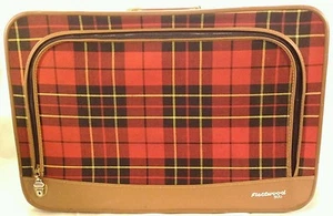 Fleetwood 500 Cloth Plaid Tartan Suitcase Very Clean 22x15x6 COOL VTG Retro - Picture 1 of 12