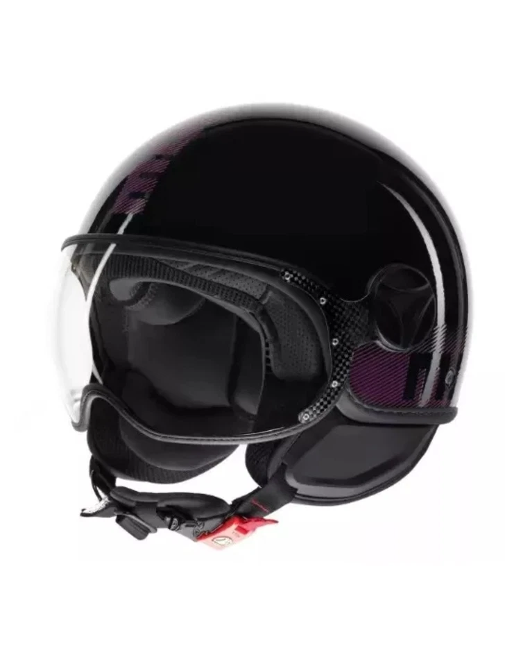 CASCO MOMO DESIGN FGTR CLASSIC STRIPES NERO LUCIDO BLACK / FUXIA FUCSIA Foto 1 de 1