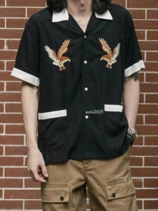 Non Stock 1950s Style Embroidery Souvenir Shirt Men Lightweight Short Sleeve Top - Picture 1 of 26