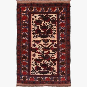Antique Rug Hand Made Oriental Kilim Carpet Barjasta Bedroom Rug 3'9x6'2, Y15820 - Picture 1 of 8