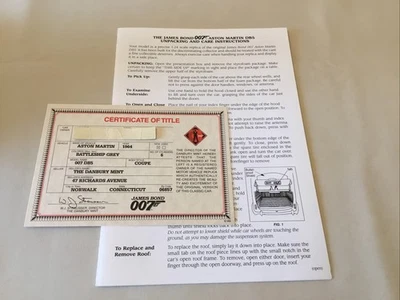 Danbury Como Nuevo 1964 Aston Martin James Bond 007 Título Papeleo Solo 1:24 Foto 1 de 4