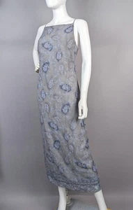 Vtg Y2K City Triangles Gray Blue Fairy Floral Maxi Dress Square Neck Sz 11 USA - Picture 1 of 8