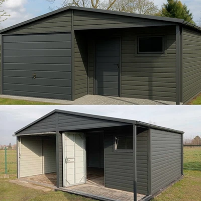 Blechgarage 6x5 m Carport Metallgarage Fertiggarage KFZ Lager Lieferung Montage - Bild 1 von 4