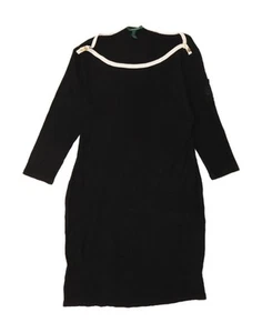 RALPH LAUREN Womens 3/4 Sleeve Jumper Dress UK 18 XL Black Cotton DH64 - Picture 1 of 3
