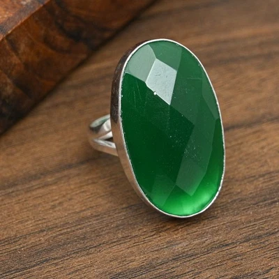 Green Onyx Gemstone Handmade 925 Sterling Silver Ring Jewelry Gift For Love - Image 1 of 4