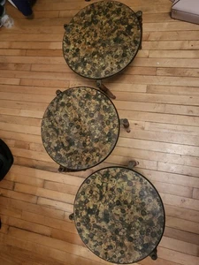 Vintage 3-Set Nesting stackable spider legs Tables design tops 17"W 15 T 1960's  - Picture 1 of 5