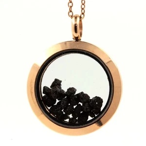 Minerales Y Piedras Précieuses. Collar Diamante Negro Bruto. Modelo Medallón 30 - Imagen 1 de 1