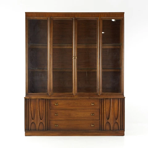 Brasilia Mid Century Walnut Plinth Base Buffet and Hutch Cover