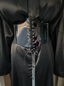 Gorgeous Mistress Secretary Patent Wide Elastic Lace Up Plus Size Belt 33-48ins