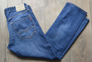 Mens Blue Replay Waitom Straight Leg Button Fly Jeans, Size W32" L29".