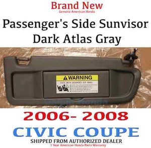 06-08 Honda CIVIC 2DR Genuine Passenger Dark Atlas Gray Sunvisor 83230-SNA-A01ZA - Picture 1 of 10