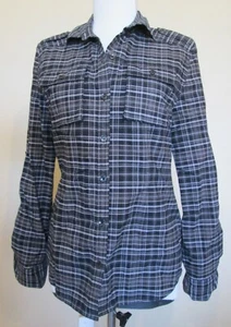 Kenneth Cole Black Plaid Long Sleeve/Convertible Button-up  Cotton Shirt Size 2 - Picture 1 of 5