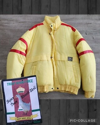复古 80 年代 World Of Troop Down Force 鹅轰炸机夹克 尺寸 L 二手状况完好 罕见 嘻哈 — 第 1/4 张图片