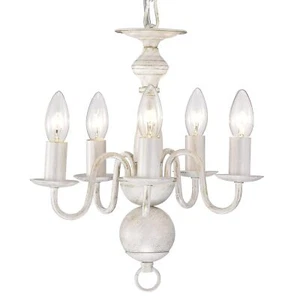 White Chandelier Small Rustic Chandeliers Farmhouse Metal Chandeliers 5 Light Fr - Picture 1 of 7