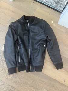 Reiss Palace   Leather Bomber Jacket - Size Large - Picture 1 of 6