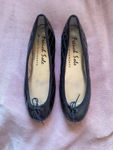 French Sole Jane Winkworth Black Patent Quilted Ballet Flats 39 - Picture 1 of 7