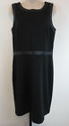Loft Outlet Womens Size 8 Sleeveless Black Sheath Dress With Faux Leather Trim 