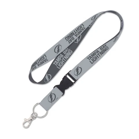 TAMPA BAY LIGHTNING GRAY KEY CHAIN LANYARD DETACHABLE BUCKLE 1" W 22" LONG Cover