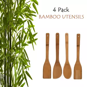 4 x CUCHARAS Espátula de Madera Cuchara Utensilios de Cocina Turner Juego de Herramientas D-Reino Unido - Imagen 1 de 3