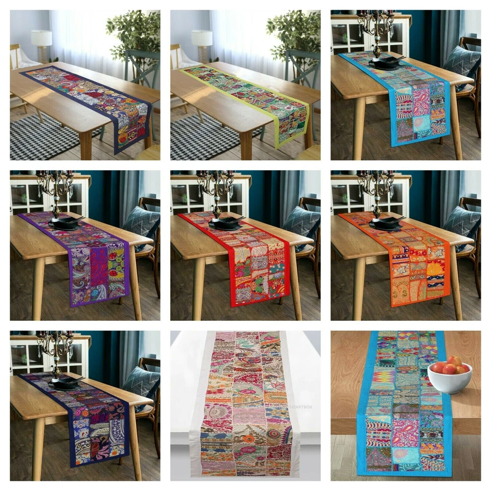 Handmade Cotton Patchwork Table Runner Embroidered Dining Table Tapestry - Image 1 of 1