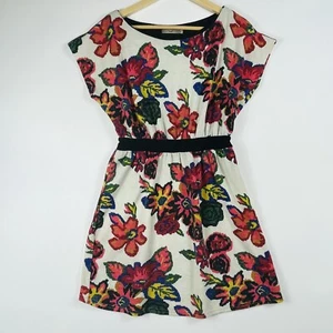 HAZEL Anthropologie White Floral Knit Boatneck Knee Length Dress Womens Small - Picture 1 of 7