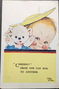 "Cheerio, from one gay dog to another" Mabel Lucie Attwell, Valentines PC 40s - Picture 1 of 4