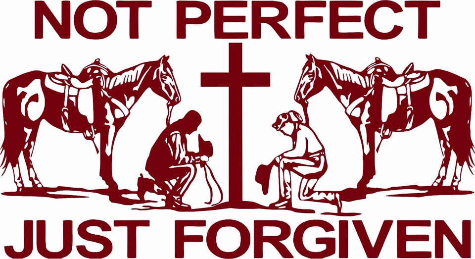 Praying Cowboy Cowgirl Cross Horse Forgiven Car Truck Window Vinyl Decal Sticker - Image 1 of 1
