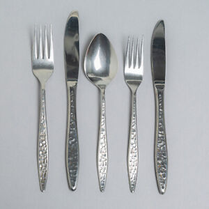 Viners "Mosaic" cutlery, five-piece place setting.  Modernist cutlery.