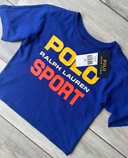 Ralph Lauren Polo Sport Blue Motiff Crew T-Shirt Tee Top Kids - Age 7 - New Tags