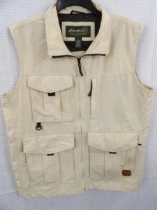 Eddie Bauer Ripstop Hunting Fishing Hiking Beige Vest Size Large Pockets - Picture 1 of 12