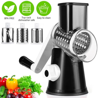 Käsereibe mit Kurbel Gemüseschneider Gemüsehobel Trommelreibe 3 Trommelblättern - Bild 1 von 4