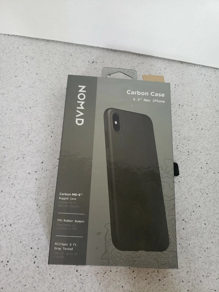 Funda de Carbono Nomad 6.5” Apple IPHONE XS MAX Negra Resistente TPU Goma Parachoques Nueva Foto 1 de 4