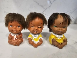 Vintage 1960s Moody Cuties Rubber Doll Korea Japan Lot of 3 - Picture 1 of 5