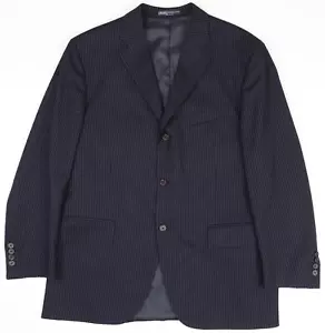 Polo Ralph Lauren VTG Made In Italy Suit Navy Striped Virgin Wool 42R - Picture 1 of 12