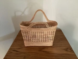 Bolso Cartera Bolso de Mano De Colección Mid Century Tejido a Mano Mimbre Ratán - Imagen 1 de 6
