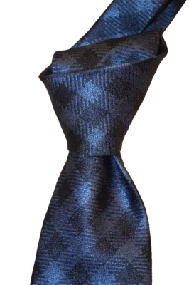 Corbata de cuello de seda tejida a cuadros de guinga gigante azul marino y azul Tom Ford $250 nueva sin etiquetas Foto 1 de 4