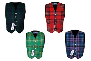 Scottish/Irish Formal Tartan Waistcoats/Vests - 5 Plaids - Sizes 36 - 56 - Imagen 1 de 18