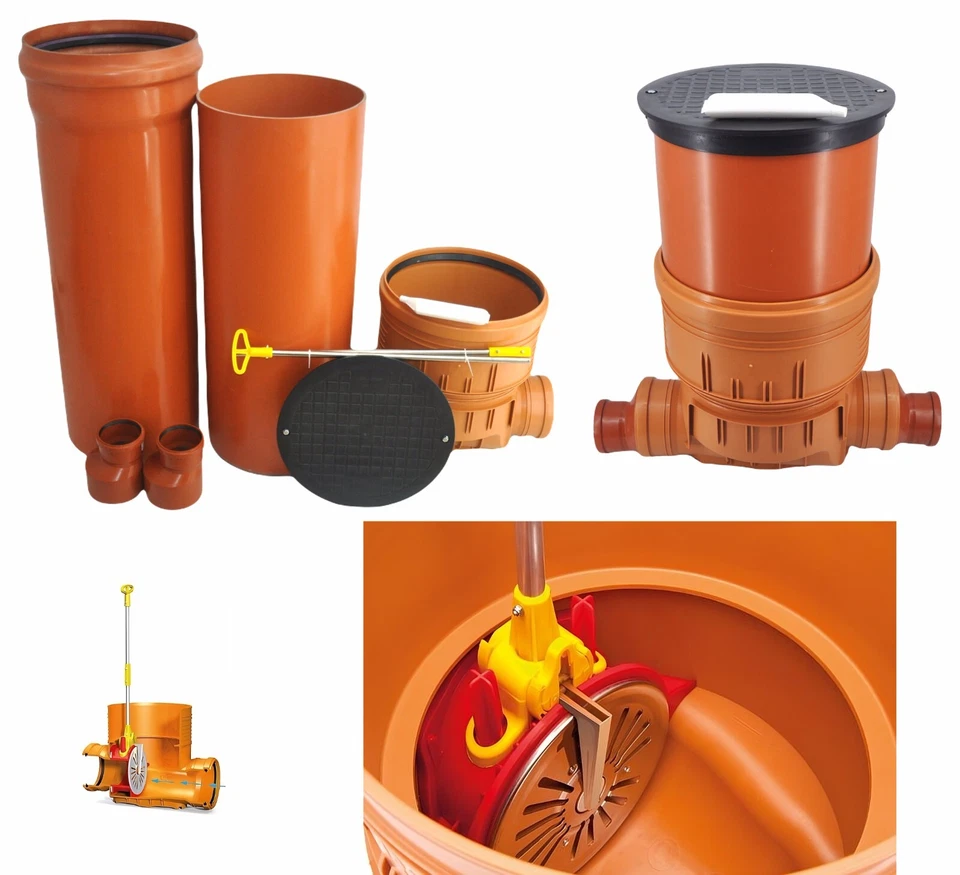MEGAASTORE Rückstauklappe Revisionsschacht Kontrollschacht Abwasserschacht DN400 Rohr
