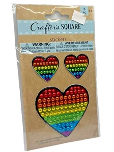 Crafter’s Square - Pegatinas Corazones Arco Iris, Multicolor Tridimensional (3 piezas) NUEVO - Imagen 1 de 8