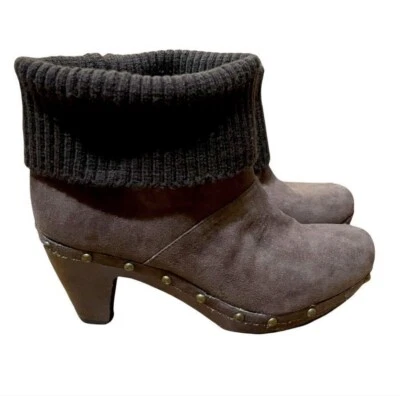 Kathy van Zeeland Brown Pull On Sweater Shaft Ankle Booties Boots Sz 6.5 3” Heel Foto 1 de 4