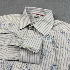 Guess Shirt Mens Large Embroidered Rose Pattern French Cuff VTG Y2K Jacquard - Picture 1 of 9